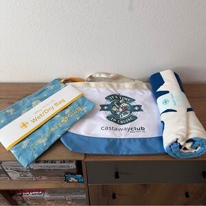 Disney Cruise Line Platinum Castaway Club Tote Bag, Wet Dry Bag & Towel DCL NEW